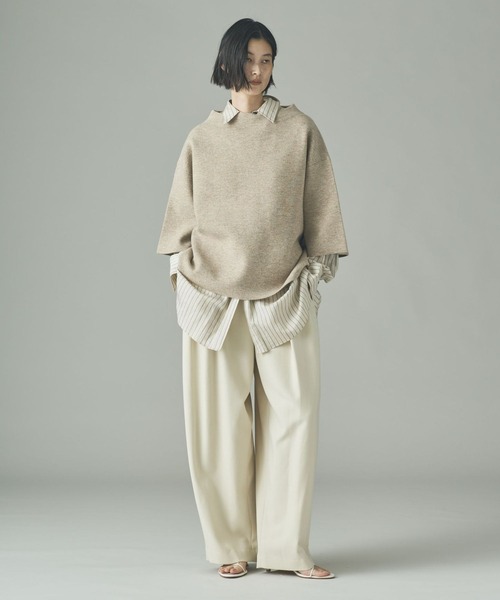 Curensology（カレンソロジー）の「Curensology(カレンソロジー)/ダブルフェイスニットプルオーバー（ニット/セーター・レディース・グレー/ライトベージュ・FREE）」の6枚目の写真