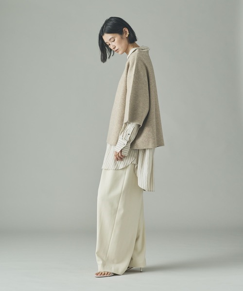 Curensology（カレンソロジー）の「Curensology(カレンソロジー)/ダブルフェイスニットプルオーバー（ニット/セーター・レディース・グレー/ライトベージュ・FREE）」の7枚目の写真