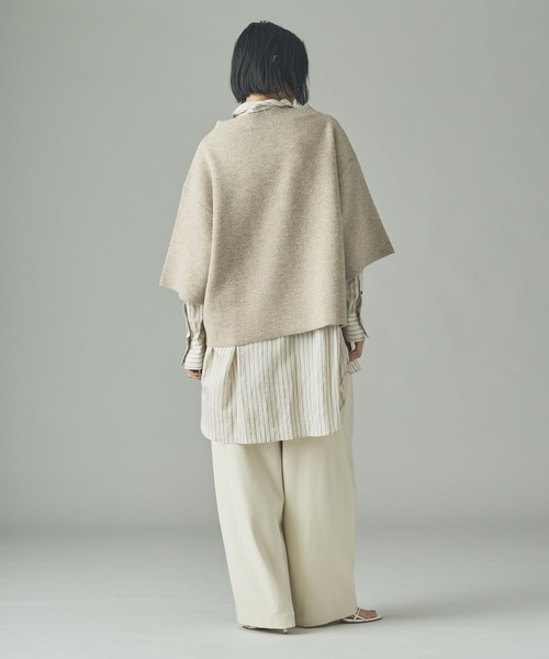 Curensology（カレンソロジー）の「Curensology(カレンソロジー)/ダブルフェイスニットプルオーバー（ニット/セーター・レディース・グレー/ライトベージュ・FREE）」の8枚目の写真