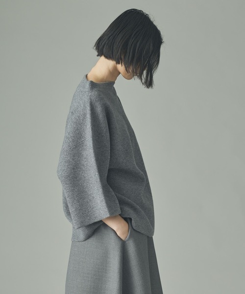 Curensology（カレンソロジー）の「Curensology(カレンソロジー)/ダブルフェイスニットプルオーバー（ニット/セーター・レディース・グレー/ライトベージュ・FREE）」の10枚目の写真