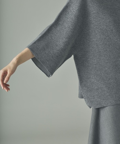 Curensology（カレンソロジー）の「Curensology(カレンソロジー)/ダブルフェイスニットプルオーバー（ニット/セーター・レディース・グレー/ライトベージュ・FREE）」の16枚目の写真