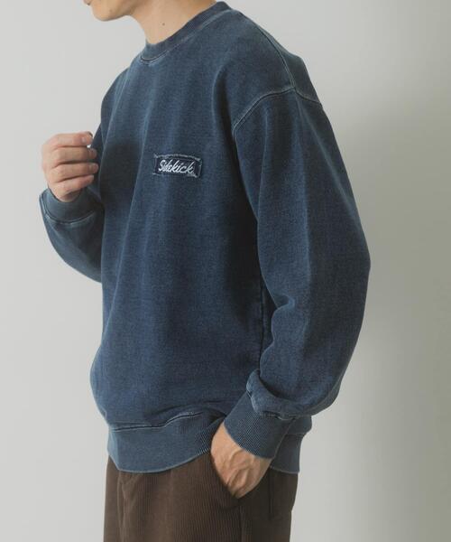 セール】ワンポイント刺繍スウェットデニムトップス（スウェット