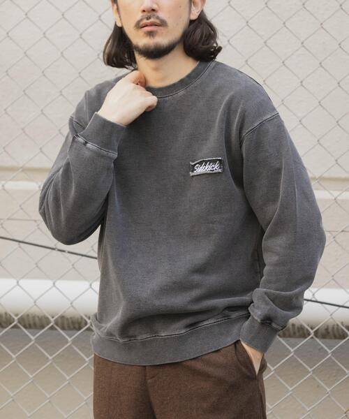 ITEMS URBANRESEARCH（アイテムズ アーバンリサーチ）の「ワンポイント刺繍スウェットデニムトップス（スウェット・メンズ・ブルー/ブラック/ネイビー・LARGE/MEDIUM）」の9枚目の写真