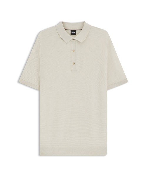 BOSS(ボス)の「レギュラーフィット ニットポロシャツ コットン入り(ポロシャツ・メンズ・ホワイト/ダークブルー・XL/M/XXL/S/L/XXXL)」の4枚目の写真