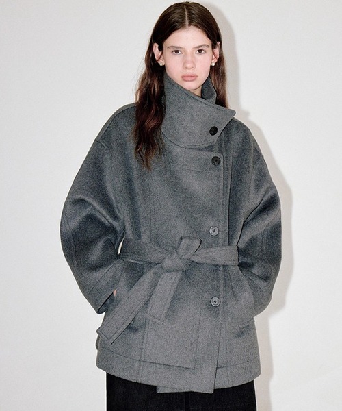 FANO studios ウール　コート ヘリンボーン柄 ウール ステンカラーコート FD24W257【Fano Studios