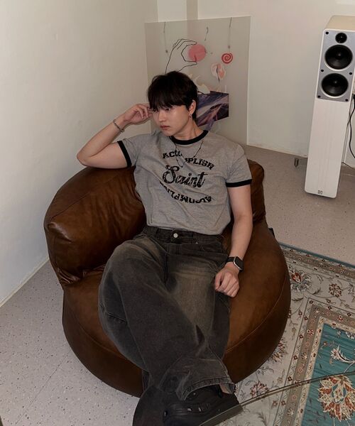 DNSR(ディーエヌエスアール)の「セイントシルケットハーフリンガーTシャツグレー(Tシャツ/カットソー・メンズ・その他・MEDIUM/LARGE/X-LARGE)」の5枚目の写真