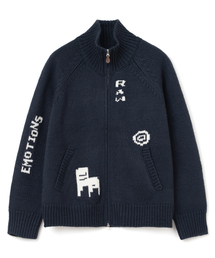 ロウインタルシアコウイチャンニットジップアップ[ネイビー]
