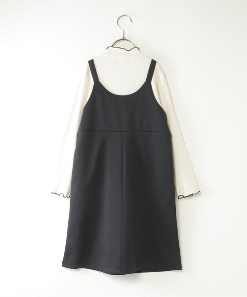 ikka（イッカ）の「【親子コーデ】ポンチジャンスカドッキングワンピース（120~160cm）（ワンピース・キッズ・ブラック/オリーブ・120/130/140/150/160）」の4枚目の写真