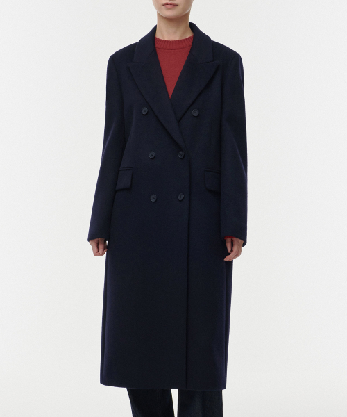 MUSINSA STANDARD WOMAN(ムシンサスタンダードウーマン)の「レディースカシミアブレンドダブルチェスターロングコート【ネイビー】(チェスターコート・レディース・その他・SMALL/MEDIUM/LARGE/X-SMALL)」の1枚目の写真