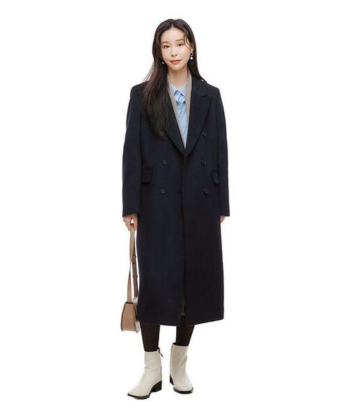 MUSINSA STANDARD WOMAN(ムシンサスタンダードウーマン)の「レディースカシミアブレンドダブルチェスターロングコート【ネイビー】(チェスターコート・レディース・その他・SMALL/MEDIUM/LARGE/X-SMALL)」の12枚目の写真