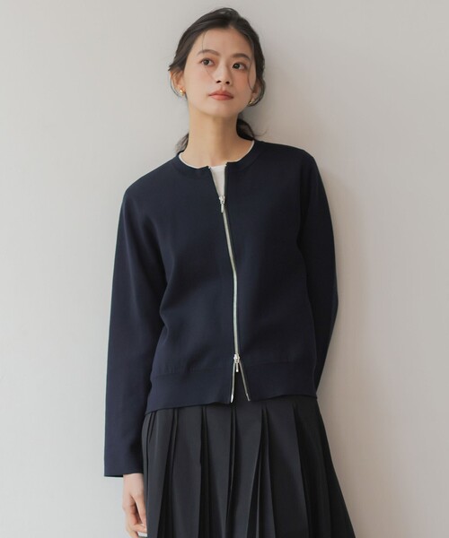 J.PRESS(ジェイプレス)の「INTERLOCK ニット ブルゾン(ブルゾン・レディース・ベージュ系/ネイビー系/ブラウン系・T13/T15)」の3枚目の写真