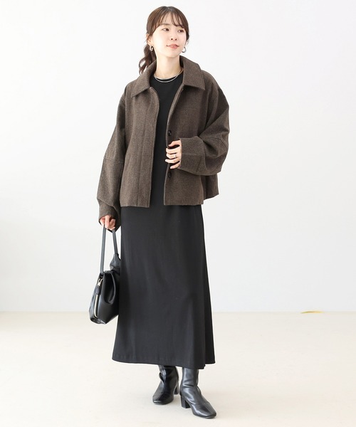 Aletta vita(アレッタビータ)の「T/Cリブ長袖ロングワンピース(ワンピース・レディース・ブラック/ブラウン・M)」の3枚目の写真