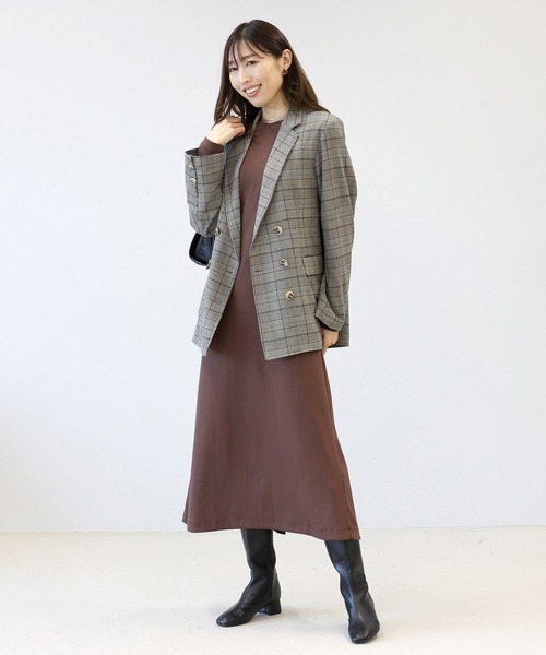 Aletta vita(アレッタビータ)の「T/Cリブ長袖ロングワンピース(ワンピース・レディース・ブラック/ブラウン・M)」の10枚目の写真