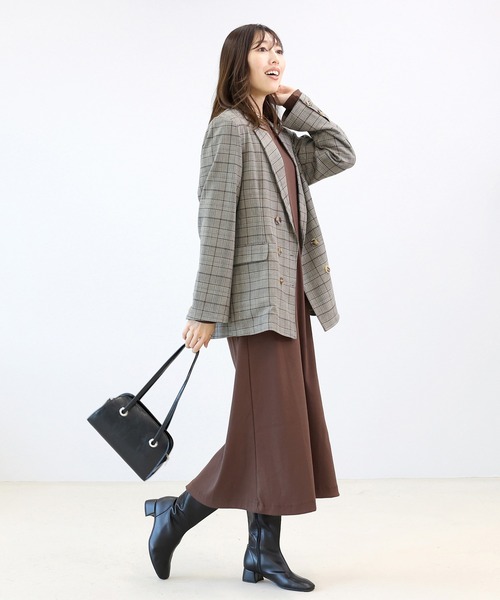 Aletta vita(アレッタビータ)の「T/Cリブ長袖ロングワンピース(ワンピース・レディース・ブラック/ブラウン・M)」の11枚目の写真