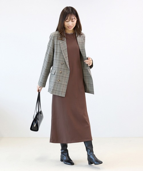 Aletta vita(アレッタビータ)の「T/Cリブ長袖ロングワンピース(ワンピース・レディース・ブラック/ブラウン・M)」の12枚目の写真