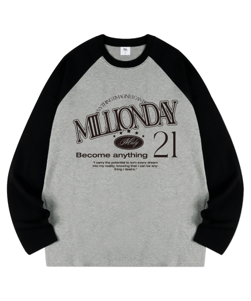 MILLION DAY(ミリオンデイ)の「21 Raglan Long Sleeve(Tシャツ/カットソー・レディース・ブラウン/グレー/ホワイト・LARGE/MEDIUM/X-LARGE)」の1枚目の写真