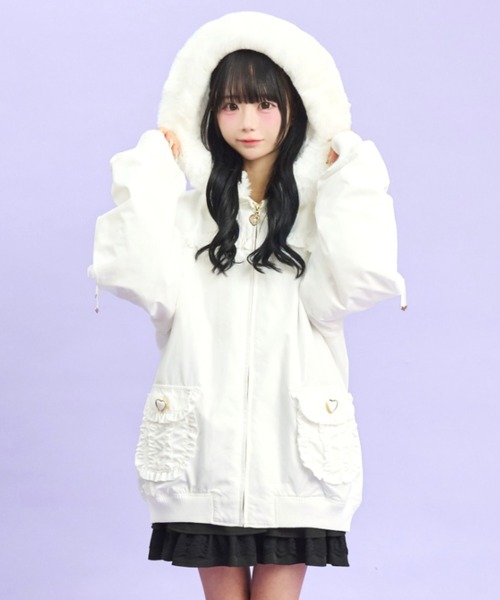 ハニーミーハニー フリルブルゾン ホワイト 新品未使用 セール】ヨークフリルブルゾン（ブルゾン）｜Secret Honey