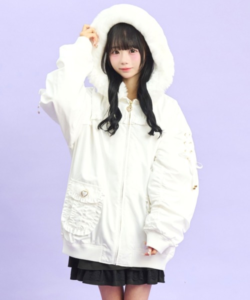 Secret Honey（シークレットハニー）の「ヨークフリルブルゾン（ブルゾン・レディース・ブラック/オフホワイト・MEDIUM）」の5枚目の写真