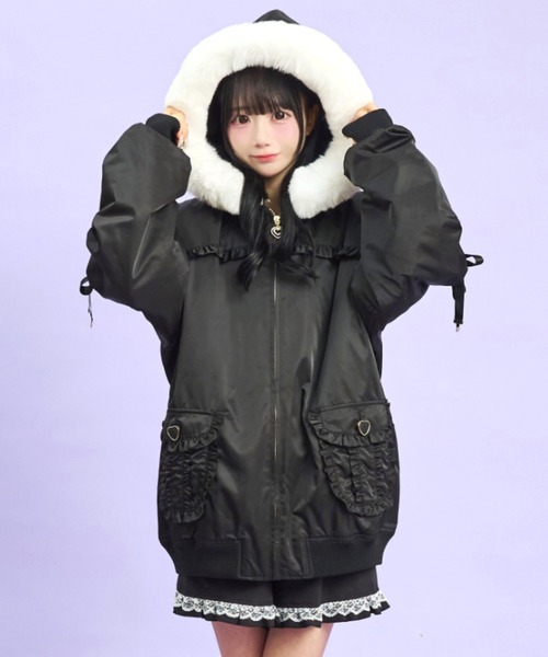 Secret Honey（シークレットハニー）の「ヨークフリルブルゾン（ブルゾン・レディース・ブラック/オフホワイト・MEDIUM）」の8枚目の写真