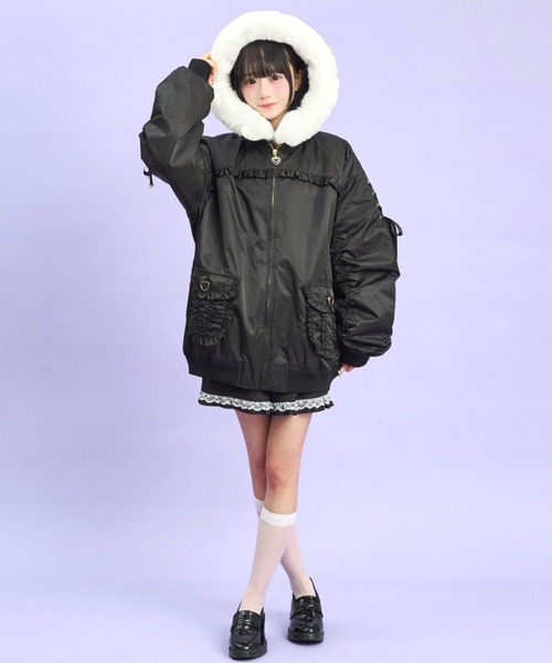 Secret Honey（シークレットハニー）の「ヨークフリルブルゾン（ブルゾン・レディース・ブラック/オフホワイト・MEDIUM）」の7枚目の写真