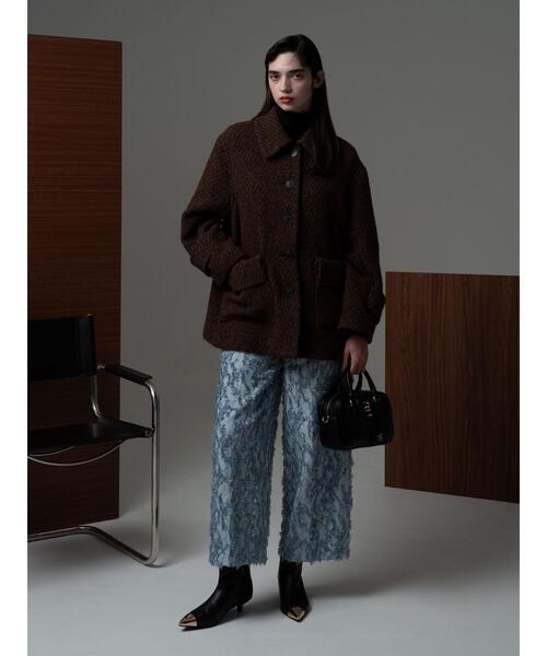 Te chichi CLASSIC（テチチクラシック）の「デニムライクカットジャガードワイドパンツ《2025winter catalog item》（その他パンツ・レディース・サックスブルー/ネイビー・F）」の2枚目の写真