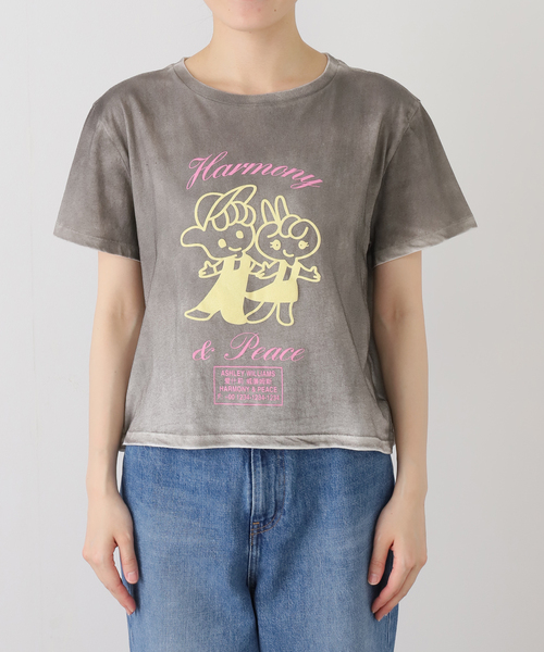 ASHLEY WILLIAMS(アシュリーウィリアムス)の「【Ashley Williams 】WASHED GREY CROPPED T-SH AWAW250098(Tシャツ/カットソー・レディース・チャコールグレー・MEDIUM)」の2枚目の写真