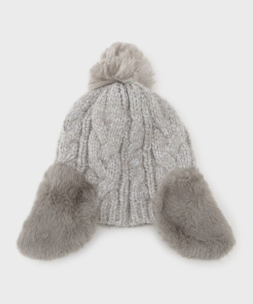 OPAQUE.CLIP(オペークドットクリップ)の「ファー耳当てケーブルワッチ(ニットキャップ/ビーニー・レディース・チャコールグレー/ナチュラル・00)」の4枚目の写真