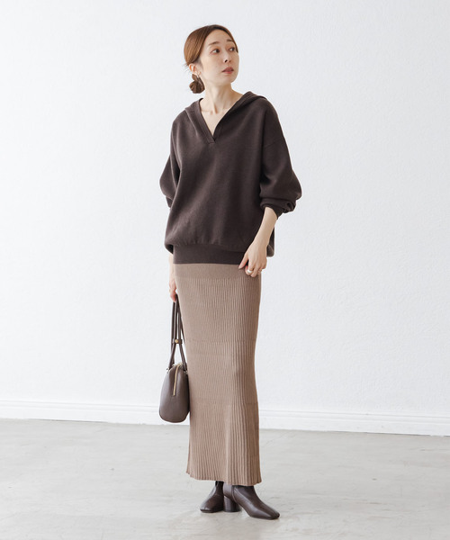 Noble(ノーブル)の「《追加2》リブニットタイトスカート(スカート・レディース・ブラック/ホワイト系その他/ベージュ/チャコールグレー/モカ・FREE)」の12枚目の写真