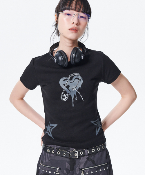 runningHIGH（ランニングハイ）の「メルティングハート H/S Tシャツ [ブラック]（Tシャツ/カットソー・レディース・その他・FREE）」の3枚目の写真