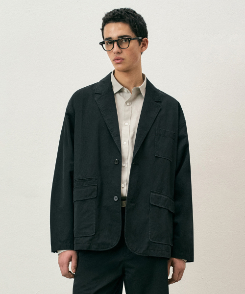 COSTUME O’CLOCK(コスチュームオクロック)の「コットンルーズフィットウォッシュドブレザー ブラック COOSJK039BLACK(テーラードジャケット・メンズ・その他・LARGE/SMALL/MEDIUM)」の4枚目の写真