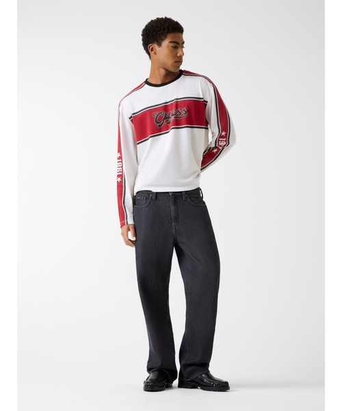 GUESS JEANS(ゲスジーンズ)の「GUESS JEANS Boxy Fit Long Sleeves Mesh Tee 長袖Tシャツ(Tシャツ/カットソー・メンズ・ホワイト・MEDIUM/SMALL/X-LARGE/LARGE)」の4枚目の写真