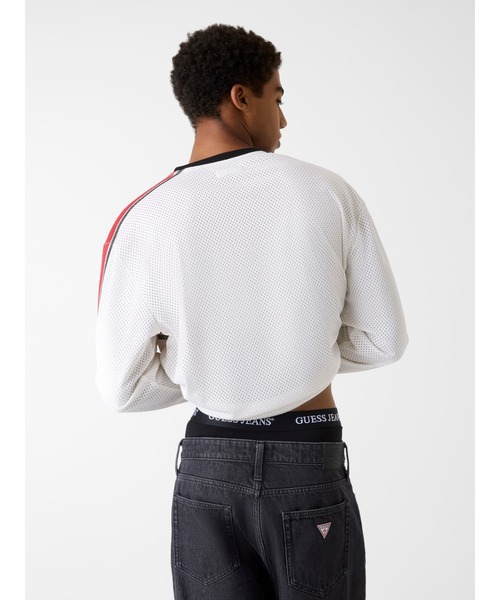 GUESS JEANS(ゲスジーンズ)の「GUESS JEANS Boxy Fit Long Sleeves Mesh Tee 長袖Tシャツ(Tシャツ/カットソー・メンズ・ホワイト・MEDIUM/SMALL/X-LARGE/LARGE)」の2枚目の写真