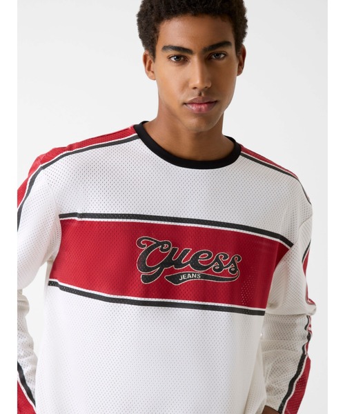 GUESS JEANS(ゲスジーンズ)の「GUESS JEANS Boxy Fit Long Sleeves Mesh Tee 長袖Tシャツ(Tシャツ/カットソー・メンズ・ホワイト・MEDIUM/SMALL/X-LARGE/LARGE)」の3枚目の写真