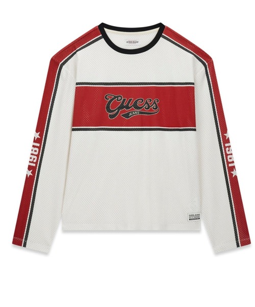 GUESS JEANS(ゲスジーンズ)の「GUESS JEANS Boxy Fit Long Sleeves Mesh Tee 長袖Tシャツ(Tシャツ/カットソー・メンズ・ホワイト・MEDIUM/SMALL/X-LARGE/LARGE)」の5枚目の写真