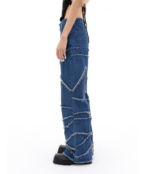 YEEL(ワイイーイーエル)の「PATCHWORK PLAYER DENIM PANTS BLUE(デニムパンツ・レディース・その他・MEDIUM/SMALL)」の2枚目の写真