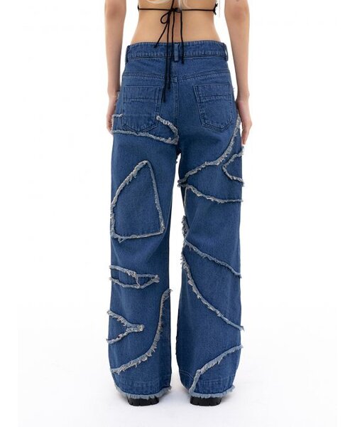 YEEL(ワイイーイーエル)の「PATCHWORK PLAYER DENIM PANTS BLUE(デニムパンツ・レディース・その他・MEDIUM/SMALL)」の3枚目の写真