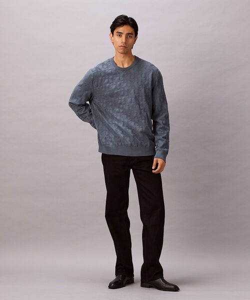 Calvin Klein(カルバン・クライン)の「ニット - ロングスリーブコットントーナルオールプリントセーター(ニット/セーター・メンズ・ブラック/グレー/オフホワイト・S/L/M)」の4枚目の写真