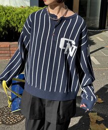 CIAOPANIC | ストライプベースボールスウェットライクニット(ニット/セーター)