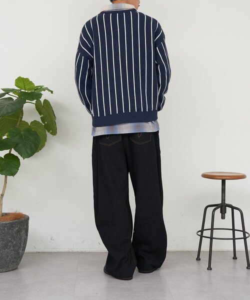 CIAOPANIC（チャオパニック）の「ストライプベースボールスウェットライクニット（ニット/セーター・レディース・グレー/ネイビー・MEDIUM/LARGE）」の18枚目の写真