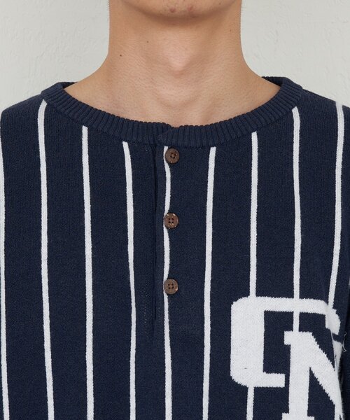 CIAOPANIC（チャオパニック）の「ストライプベースボールスウェットライクニット（ニット/セーター・レディース・グレー/ネイビー・MEDIUM/LARGE）」の22枚目の写真