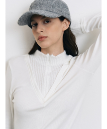 BERMUDAGRASS（バミューダグラス）の「Two-Way Fur Color Block Knit T-Shirt - WHITE（ニット/セーター）」