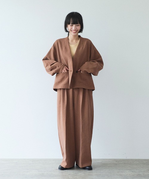 yuni(ユニ )の「Linen/Polyester wide パンツ(その他パンツ・レディース・ブラウン/ブラック・S/M)」の8枚目の写真