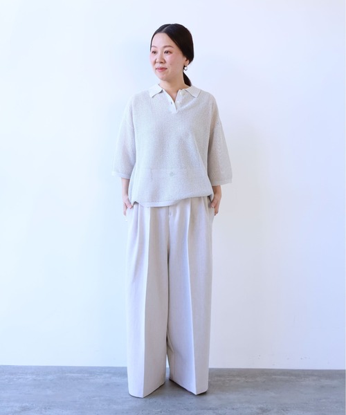 yuni(ユニ )の「△Linen/Polyester wide パンツ(その他パンツ・レディース・ブラウン/ブラック/アイボリー・S/M)」の4枚目の写真