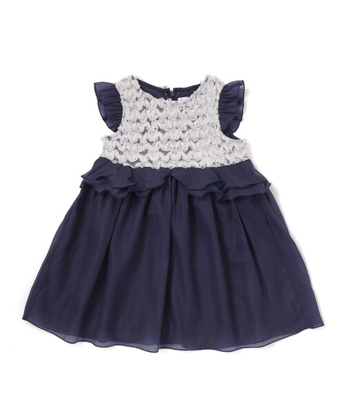 SLAP SLIP（スラップスリップ）の「ふわふわオーガンジーフリルリボンペプラムドレス風ジャンパースカート(90~130cm)（ジャンパースカート・キッズ・ネイビー/ピンク・100cm/120cm/130cm/90cm/110cm）」の2枚目の写真