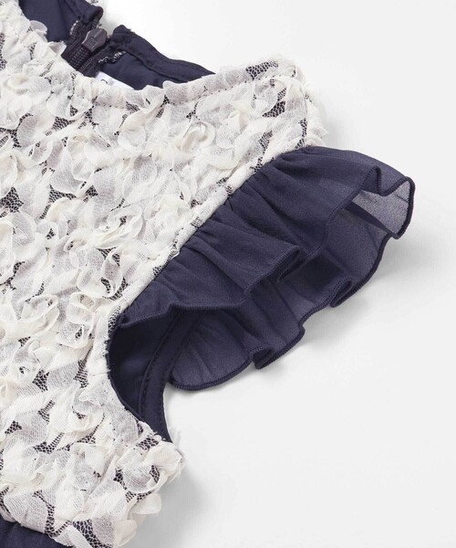 SLAP SLIP（スラップスリップ）の「ふわふわオーガンジーフリルリボンペプラムドレス風ジャンパースカート(90~130cm)（ジャンパースカート・キッズ・ネイビー/ピンク・100cm/120cm/130cm/90cm/110cm）」の7枚目の写真