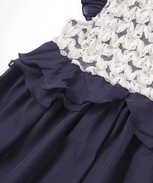SLAP SLIP（スラップスリップ）の「ふわふわオーガンジーフリルリボンペプラムドレス風ジャンパースカート(90~130cm)（ジャンパースカート・キッズ・ネイビー/ピンク・100cm/120cm/130cm/90cm/110cm）」の8枚目の写真