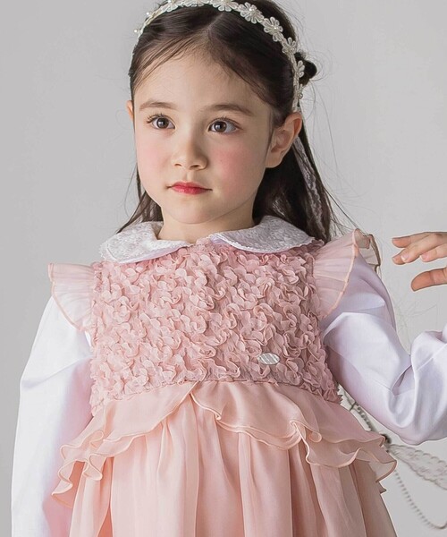 SLAP SLIP（スラップスリップ）の「ふわふわオーガンジーフリルリボンペプラムドレス風ジャンパースカート(90~130cm)（ジャンパースカート・キッズ・ネイビー/ピンク・100cm/120cm/130cm/90cm/110cm）」の22枚目の写真