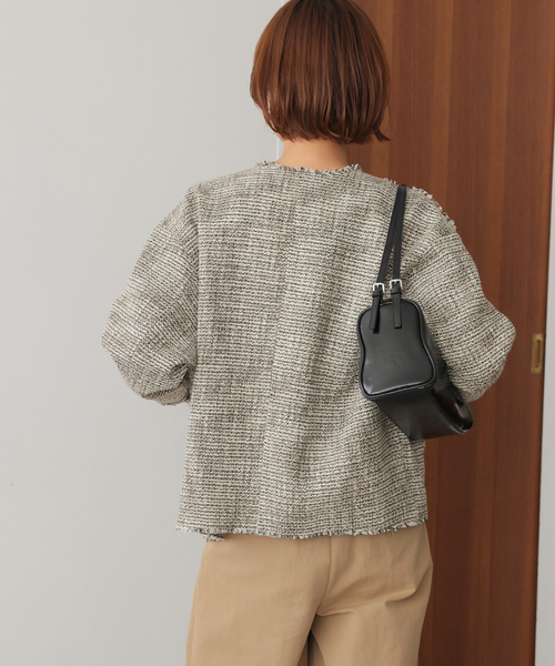 JOURNAL STANDARD relume（ジャーナルスタンダード　レリューム）の「［26SS新作］ノーカラーツイードブルゾン（ノーカラージャケット・レディース・ベージュ/ブラック・FREE）」の21枚目の写真