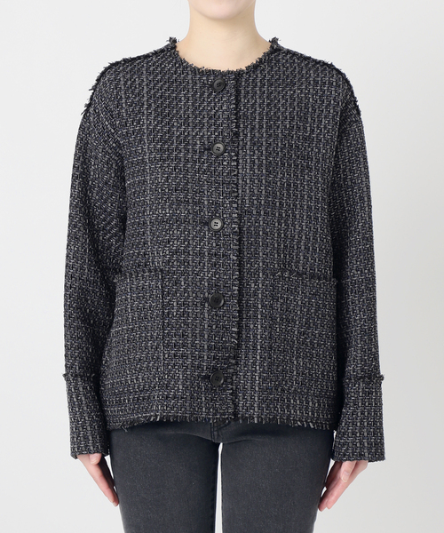 JOURNAL STANDARD relume（ジャーナルスタンダード　レリューム）の「［26SS新作］ノーカラーツイードブルゾン（ノーカラージャケット・レディース・ベージュ/ブラック・FREE）」の22枚目の写真