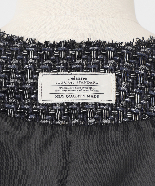 relume JOURNAL STANDARD ノーカラージャケット　ツイード 26SS新作］ノーカラーツイードブルゾン（ノーカラージャケット